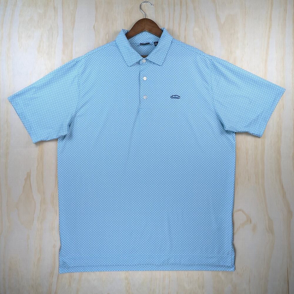 FootJoy Men's XL Desert Mountain Golf Polo Shirt Light Blue Geo Stretch